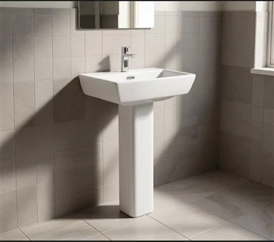 Lavabo de pedestal cuadrado con orificio de rebosadero